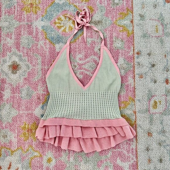pastel ruffle halter tank - Picture 1 of 4